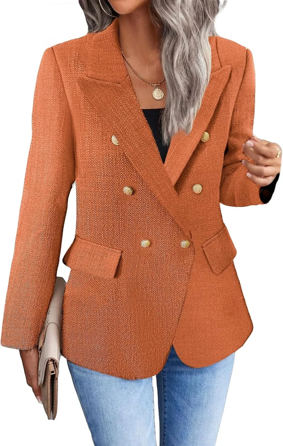 2025 Women's Spring Tweed Blazer Jacket Plaid Fully-Lined Fashion Business Casual Lapel Elegant Coat with Pockets