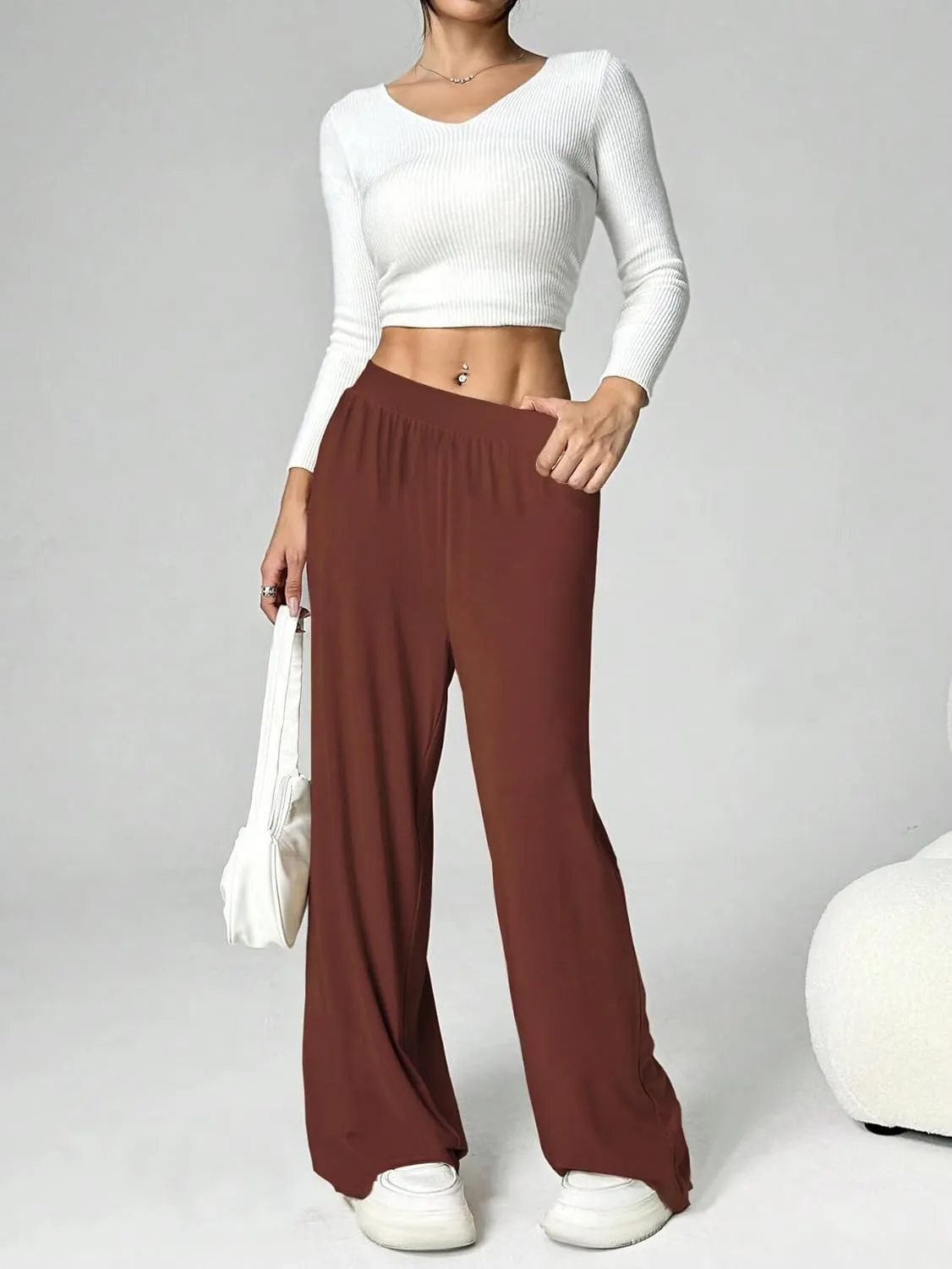 3 Pack Women's Lounge Pants Cozy Wide Leg Lounge Pants with Pockets Loose Flowy Yoga Sweatpants Workout Comfy Jogger