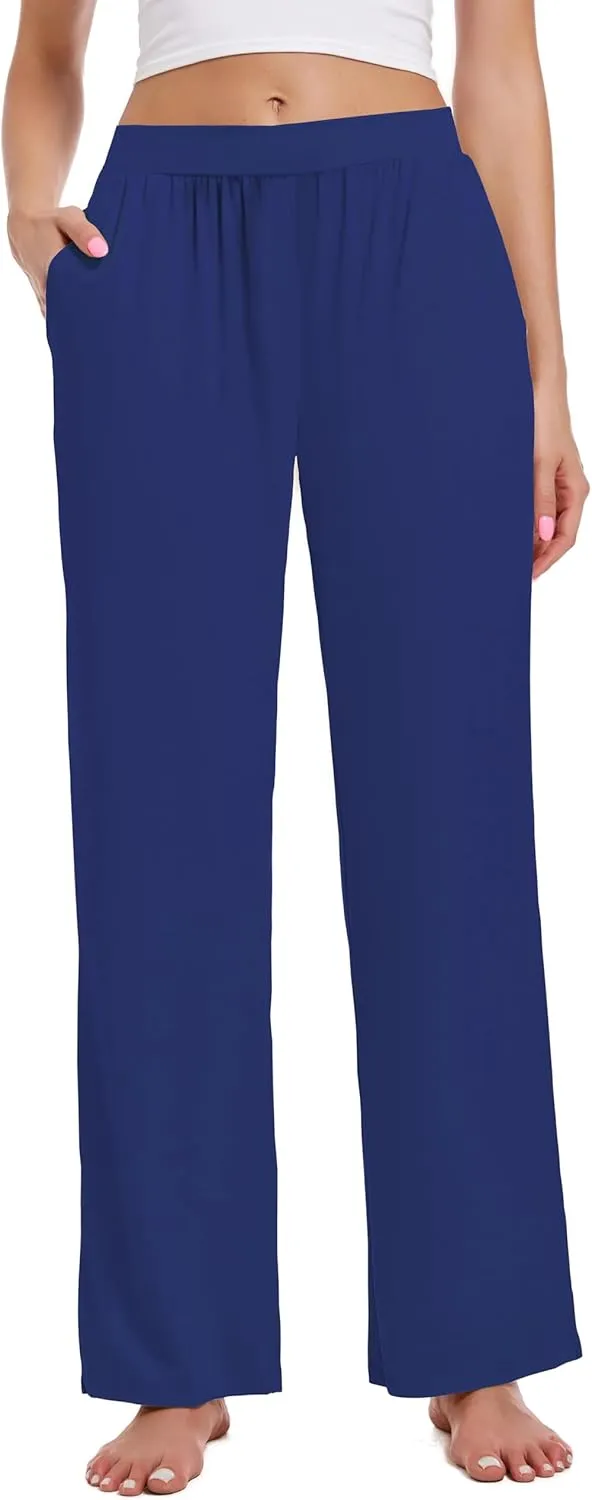 3 Pack Women's Lounge Pants Cozy Wide Leg Lounge Pants with Pockets Loose Flowy Yoga Sweatpants Workout Comfy Jogger