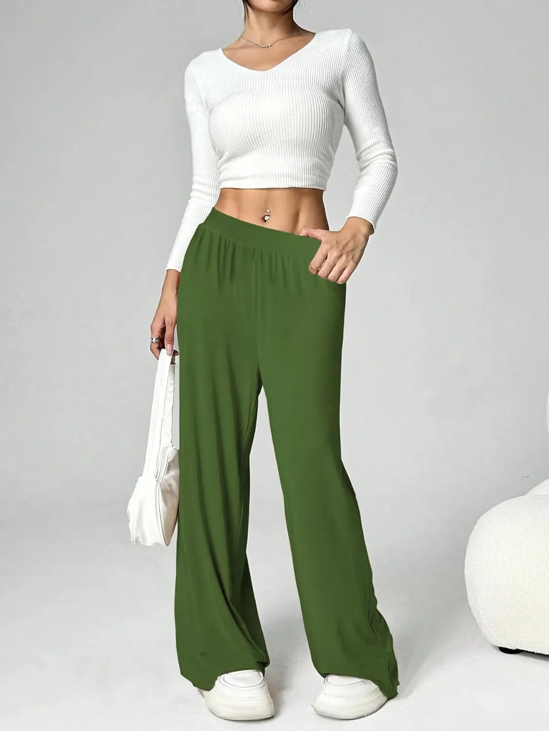 3 Pack Women's Lounge Pants Cozy Wide Leg Lounge Pants with Pockets Loose Flowy Yoga Sweatpants Workout Comfy Jogger
