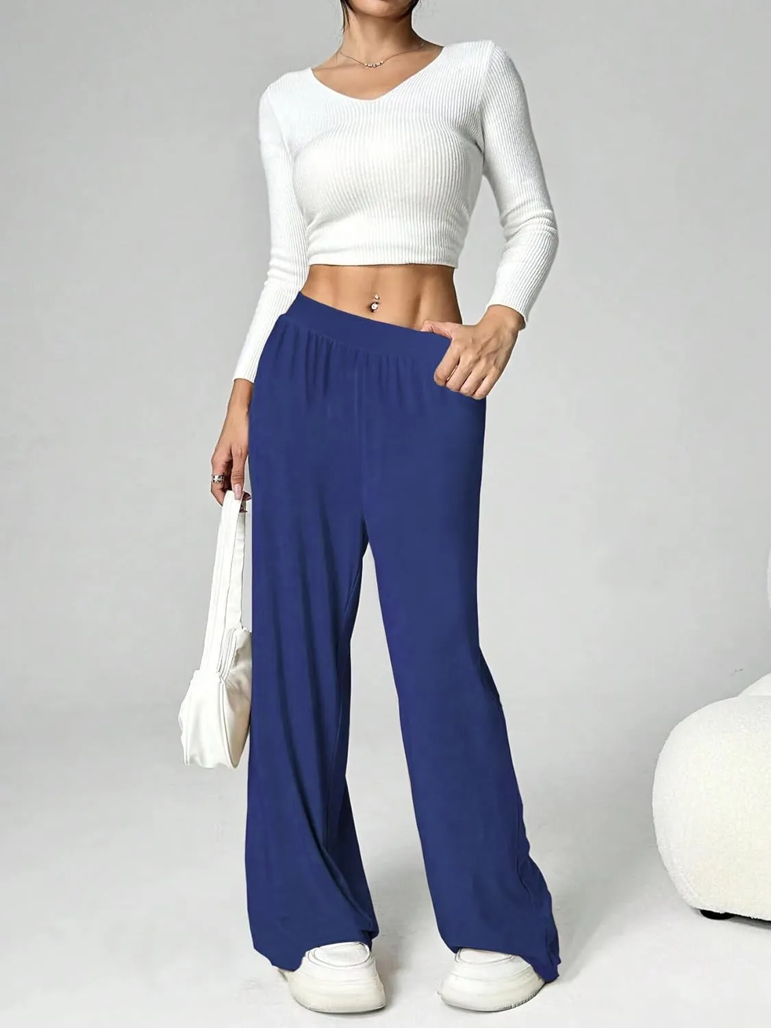 3 Pack Women's Lounge Pants Cozy Wide Leg Lounge Pants with Pockets Loose Flowy Yoga Sweatpants Workout Comfy Jogger