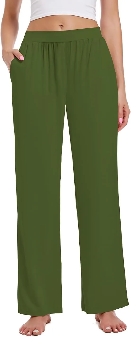 3 Pack Women's Lounge Pants Cozy Wide Leg Lounge Pants with Pockets Loose Flowy Yoga Sweatpants Workout Comfy Jogger