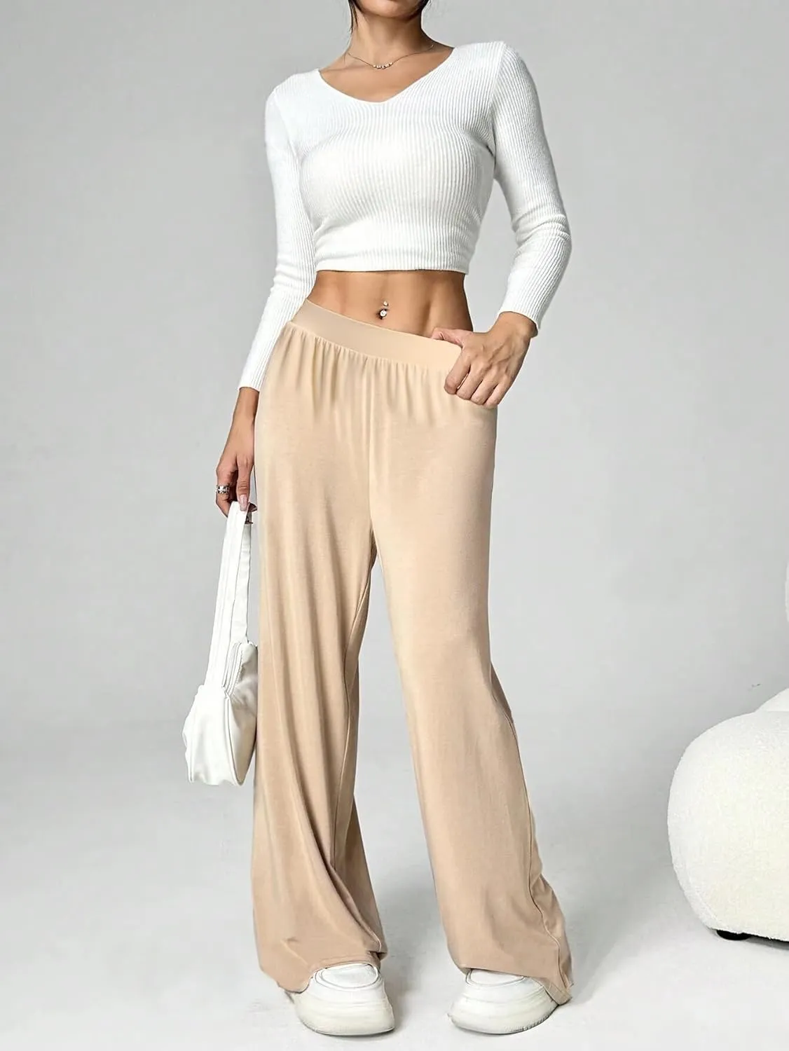 3 Pack Women's Lounge Pants Cozy Wide Leg Lounge Pants with Pockets Loose Flowy Yoga Sweatpants Workout Comfy Jogger