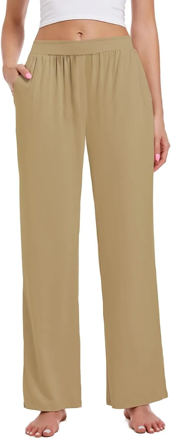 3 Pack Women's Lounge Pants Cozy Wide Leg Lounge Pants with Pockets Loose Flowy Yoga Sweatpants Workout Comfy Jogger