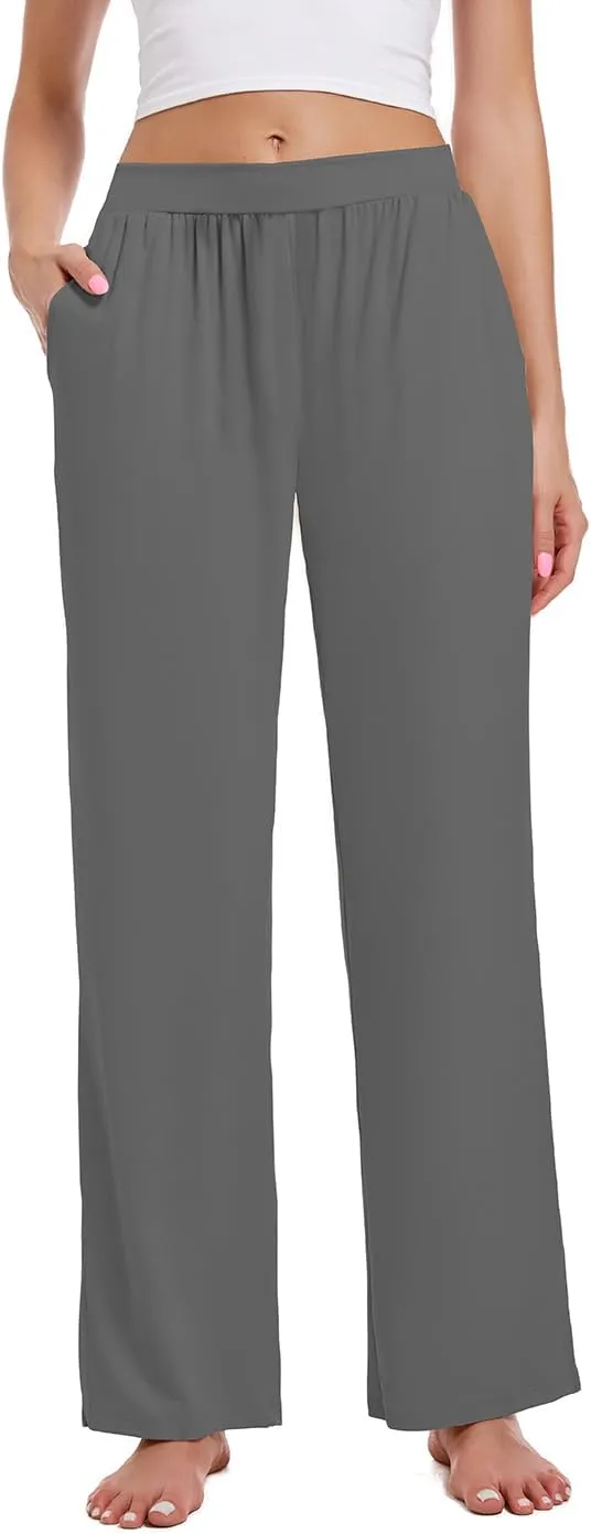 3 Pack Women's Lounge Pants Cozy Wide Leg Lounge Pants with Pockets Loose Flowy Yoga Sweatpants Workout Comfy Jogger