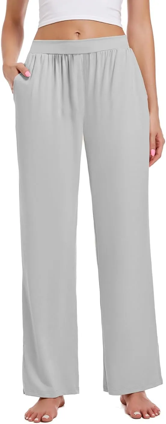 3 Pack Women's Lounge Pants Cozy Wide Leg Lounge Pants with Pockets Loose Flowy Yoga Sweatpants Workout Comfy Jogger
