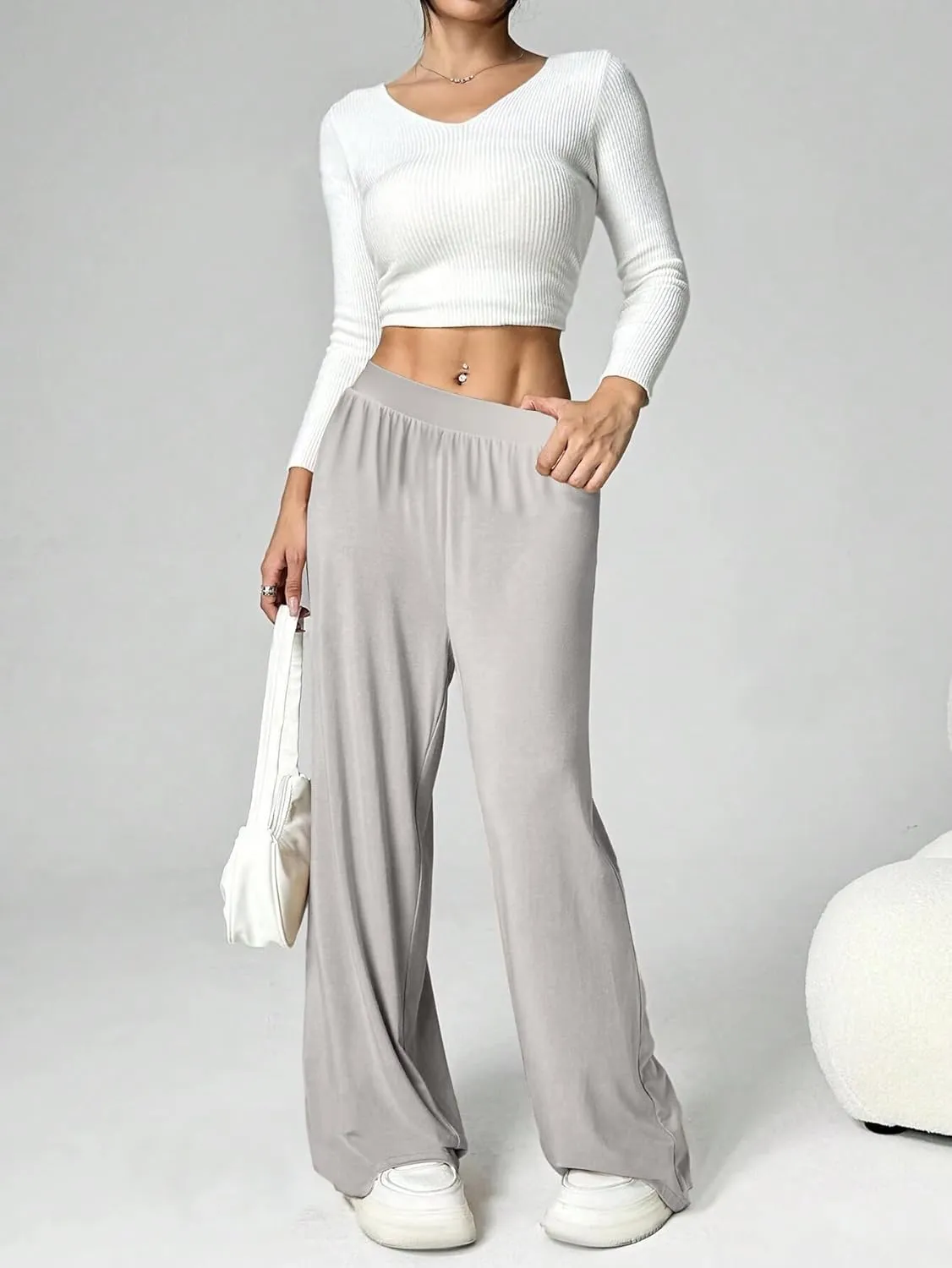 3 Pack Women's Lounge Pants Cozy Wide Leg Lounge Pants with Pockets Loose Flowy Yoga Sweatpants Workout Comfy Jogger