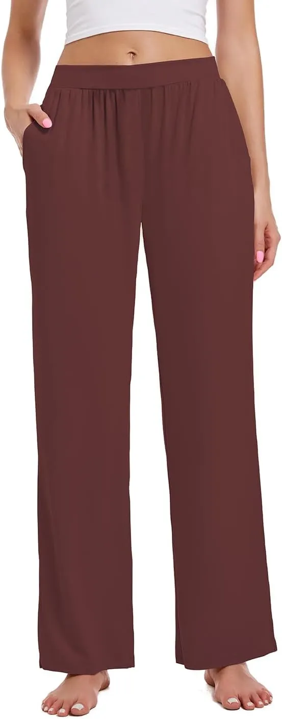 3 Pack Women's Lounge Pants Cozy Wide Leg Lounge Pants with Pockets Loose Flowy Yoga Sweatpants Workout Comfy Jogger