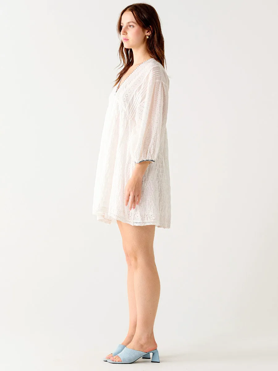 3/4 SLEEVE ENGLISH EMBROIDERY DRESS