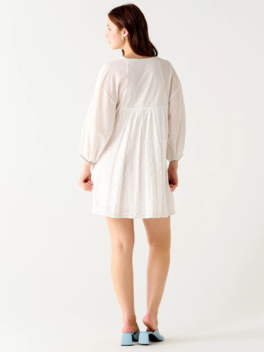 3/4 SLEEVE ENGLISH EMBROIDERY DRESS
