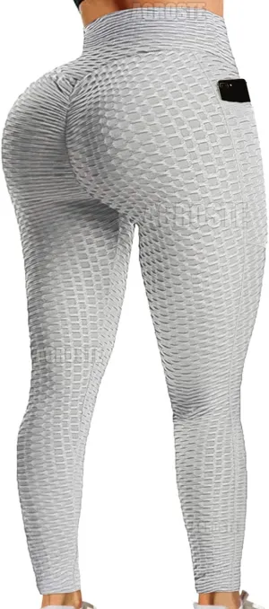 A AGROSTE Women's High Waist Yoga Pants Tummy Control Workout Ruched Butt Lifting Stretchy Leggings Textured Booty Tights