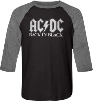 AC/DC Vintage Rock Band Music Group in Black Logo Adult 3/4 Sleeve Raglan T-Shirt