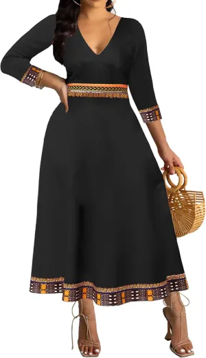 African Long Dresses for Women Elegant Church Dresses Print Maxi Dress High Waist Cocktail Bohemian Vintage Party Outfits