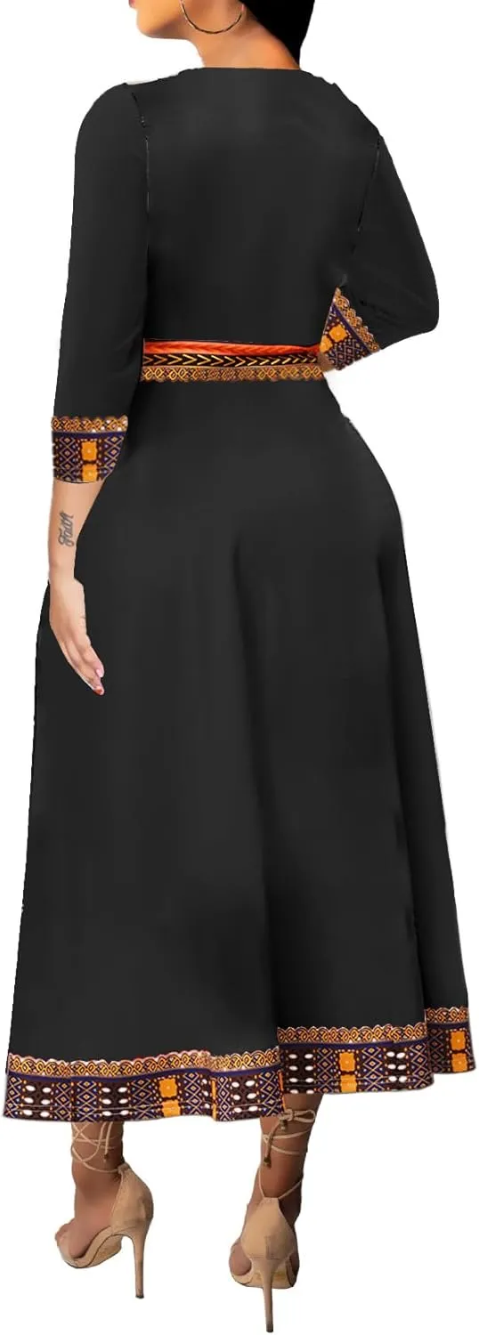 African Long Dresses for Women Elegant Church Dresses Print Maxi Dress High Waist Cocktail Bohemian Vintage Party Outfits