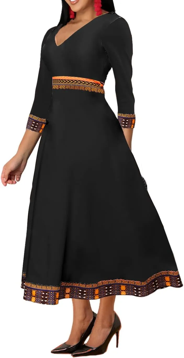 African Long Dresses for Women Elegant Church Dresses Print Maxi Dress High Waist Cocktail Bohemian Vintage Party Outfits