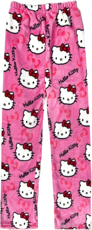Anime Pajamas Pants Women Cartoon Family Christmas Pajama Pants Kawaii Flannel Pajama Pants Black and Pink