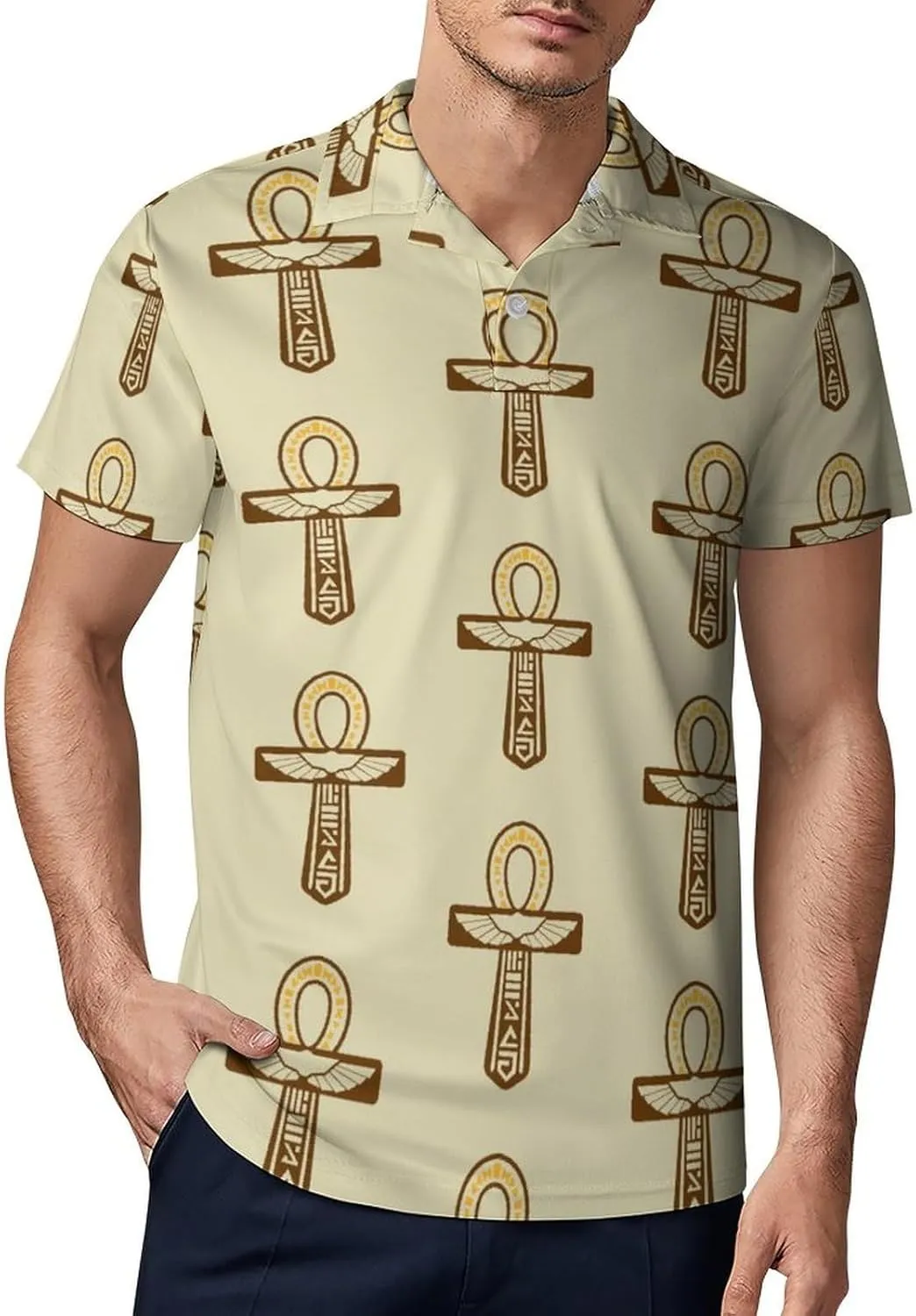 Ankh Classic Polo Shirts for Men Quick Dry Short Sleeve Fit Golf Tees Casual Tops