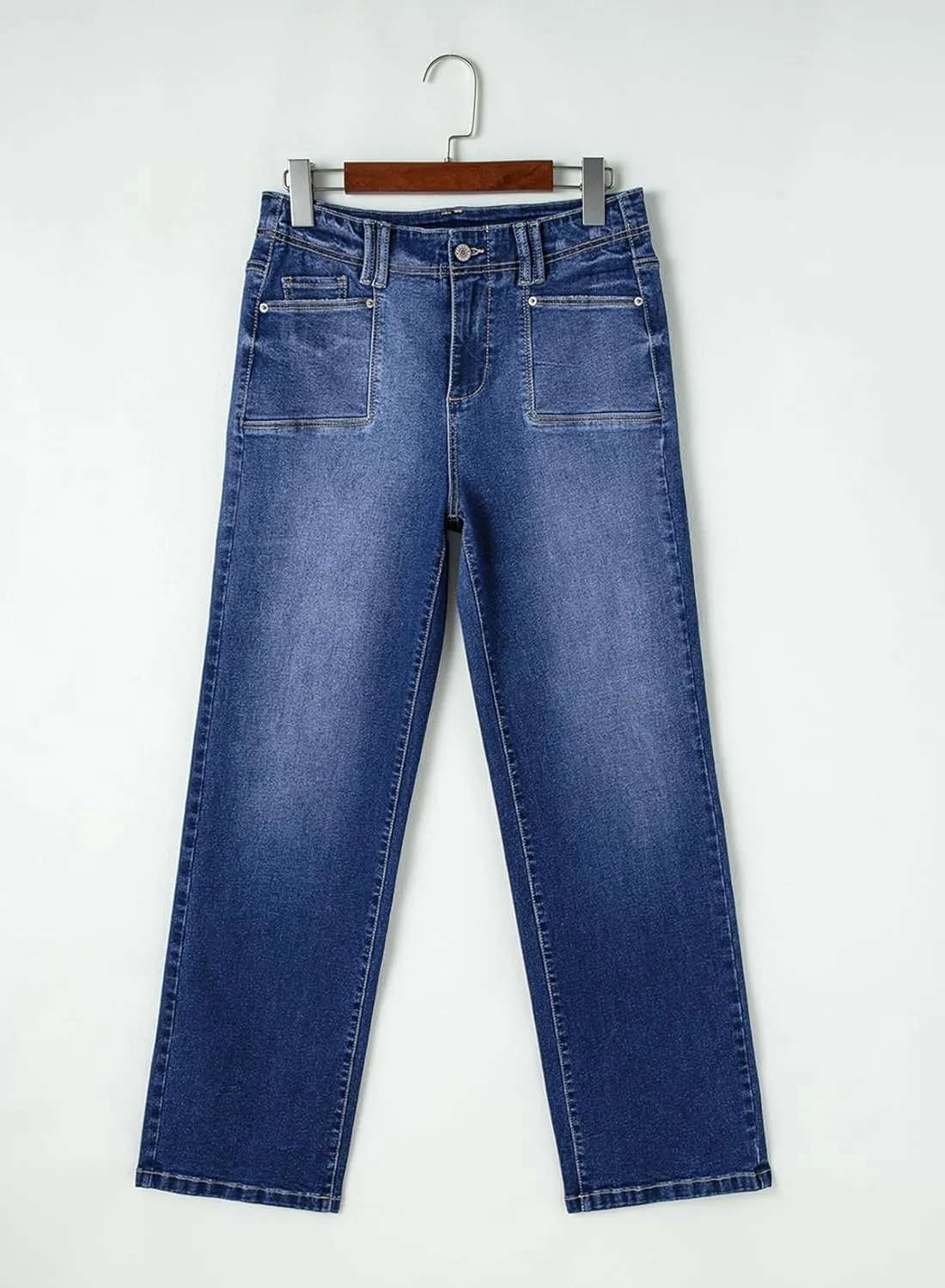 Astylish Womens Wide Leg Jeans High Waisted Stretchy Buttoned Denim Pants Trendy 2025 with Pocket