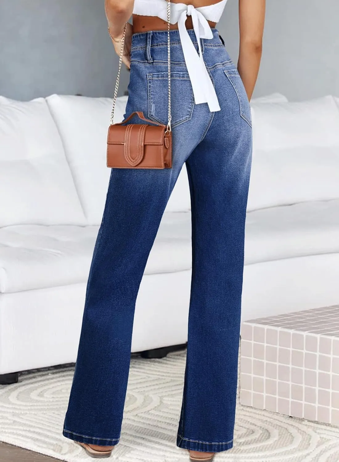 Astylish Womens Wide Leg Jeans High Waisted Stretchy Buttoned Denim Pants Trendy 2025 with Pocket