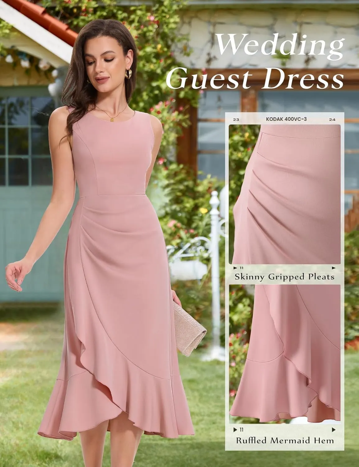 Aupuls Women Long Bodycon Wedding Guest Dresses for Women Summer Ruffle Mermaid Formal Dress for Gowns and Evening