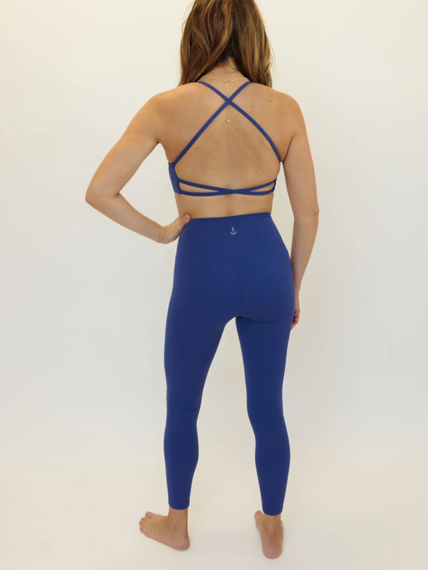 Azure Blue "Olivia" Open Back Low Impact Sports Bra with Removable Pads