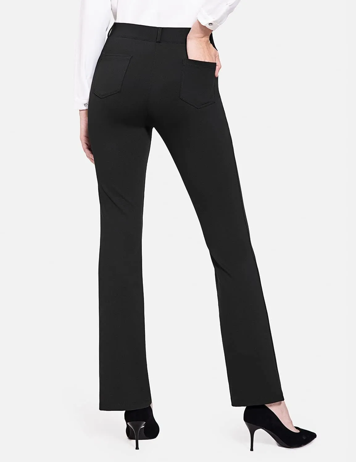 baleaf Womens Dress Pants 29"/31" Yoga Work Pants Straight Leg/Bootcut Pull On Slacks Business Casual Office Pockets