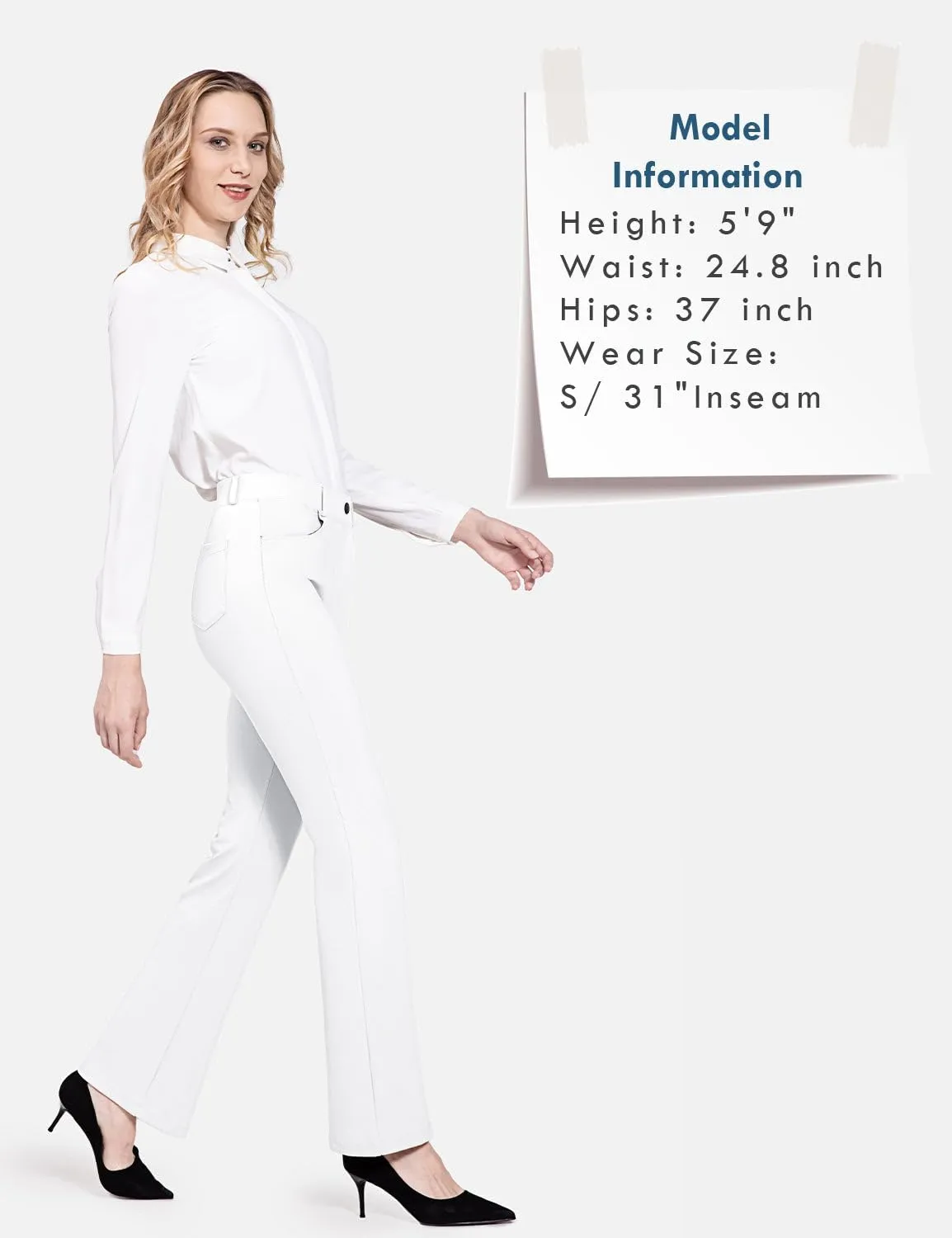 baleaf Womens Dress Pants 29"/31" Yoga Work Pants Straight Leg/Bootcut Pull On Slacks Business Casual Office Pockets