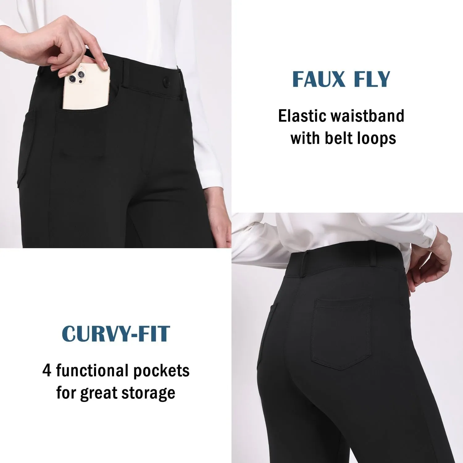 baleaf Womens Dress Pants 29"/31" Yoga Work Pants Straight Leg/Bootcut Pull On Slacks Business Casual Office Pockets