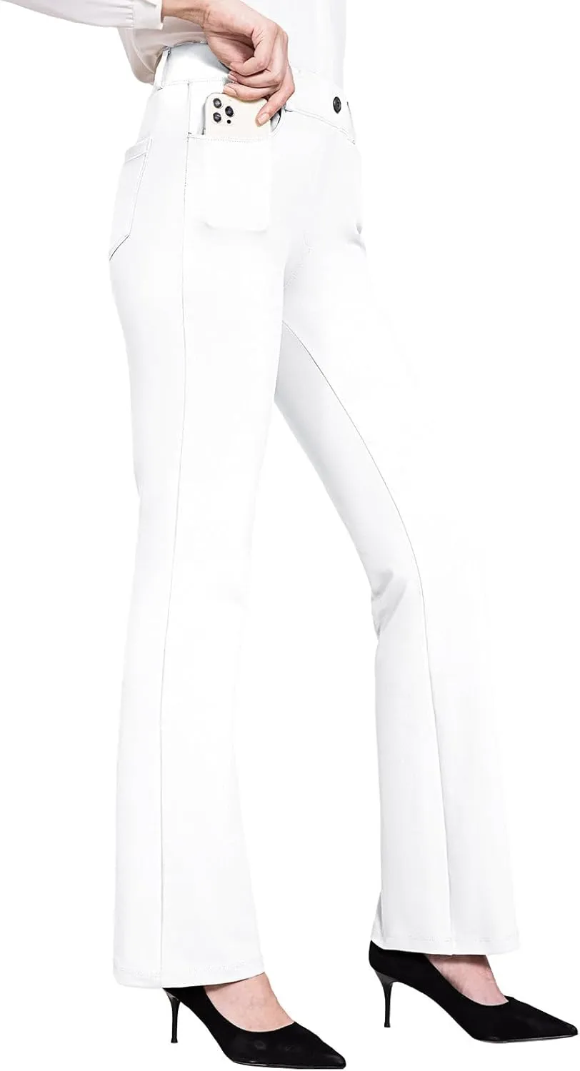 baleaf Womens Dress Pants 29"/31" Yoga Work Pants Straight Leg/Bootcut Pull On Slacks Business Casual Office Pockets