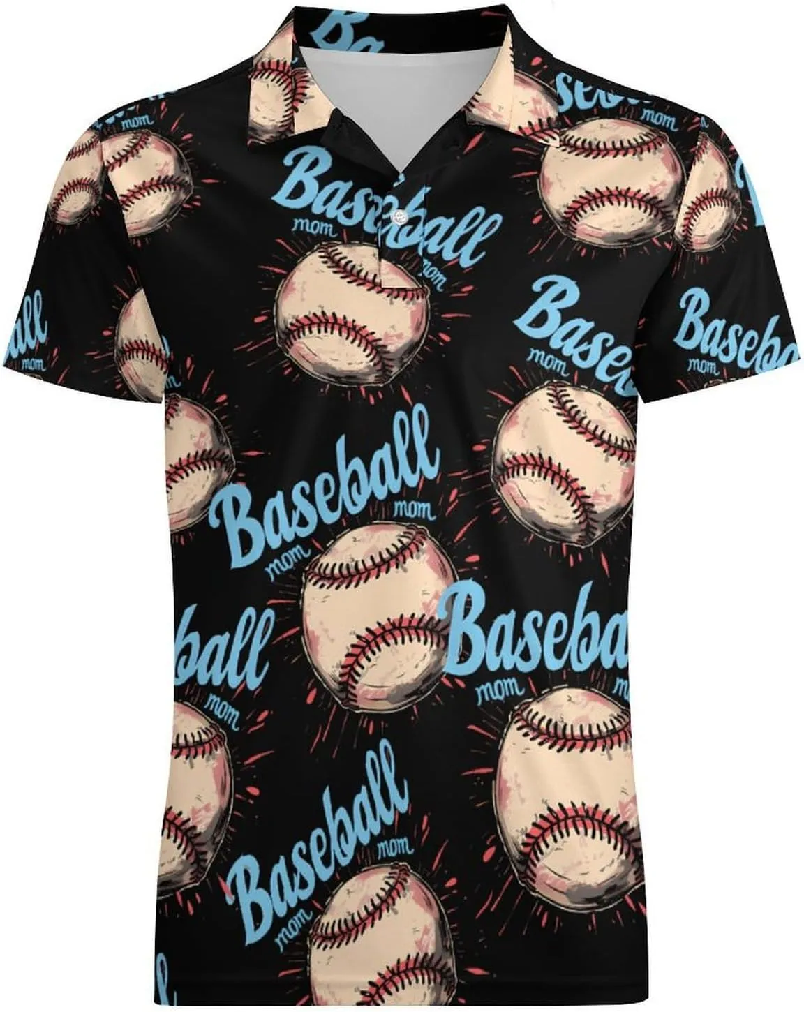 Baseball Mom Classic Polo Shirts for Men Quick Dry Short Sleeve Fit Golf Tees Casual Tops