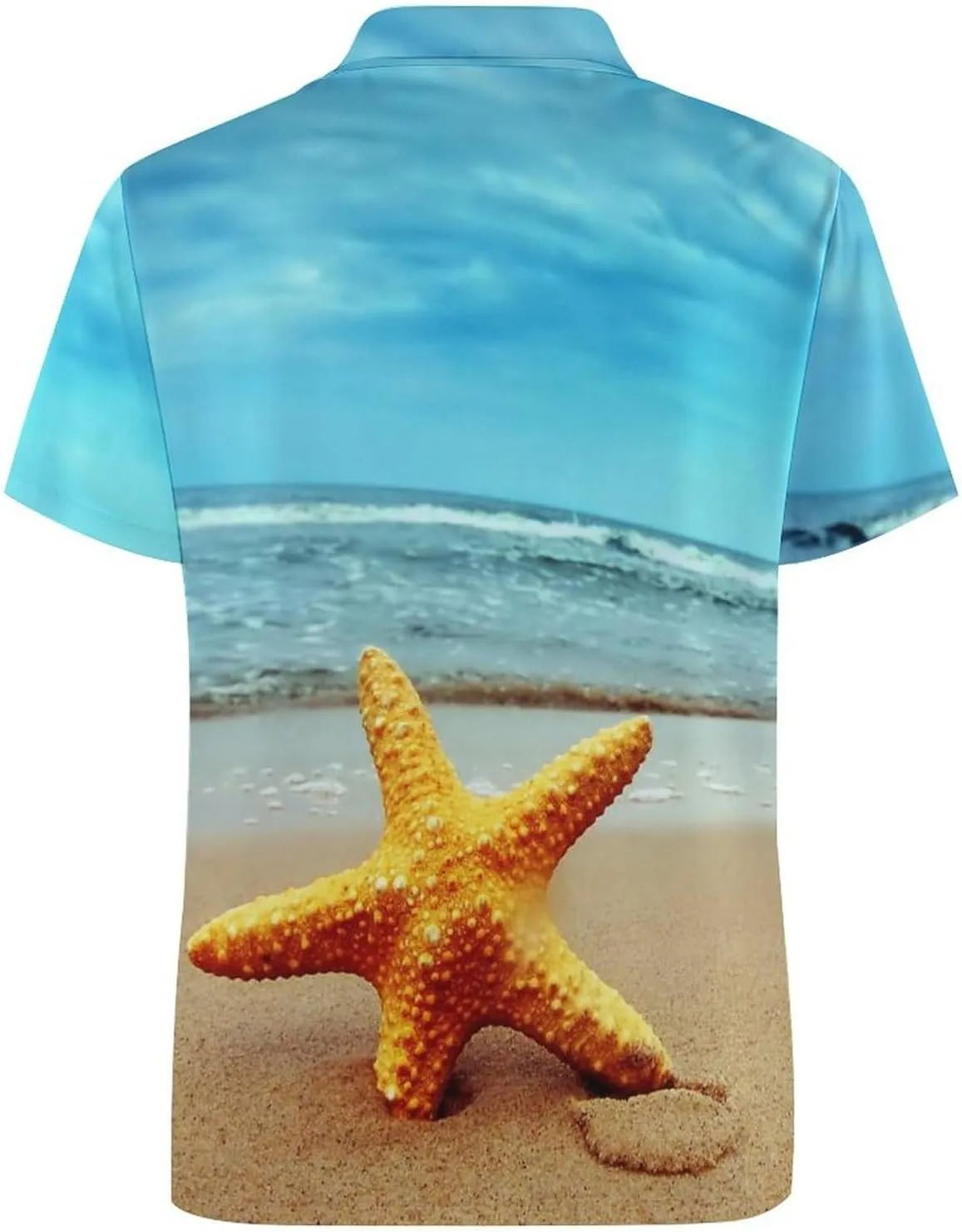 Beach Starfish Mens Polo Shirts Quick Dry Short Sleeve T-shirts Slim Tennis Collared Tees Tops