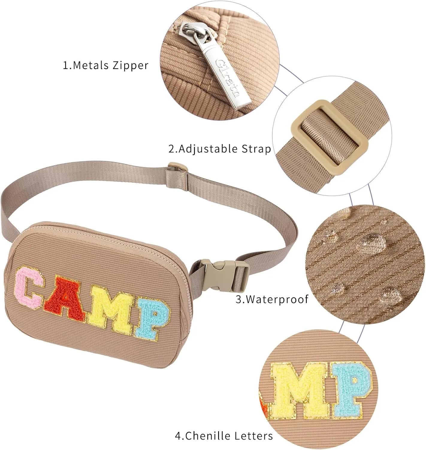 Birthday Gifts for 6 7 8 9 10 11 12 13 14 15 Year Old Girls,Belt Bag Fanny Pack Crossbody Bags Purse for Kids,Cute Teen Trendy Stuff Travel EssentialsLetter Belt Bag For Girls (Coffee)