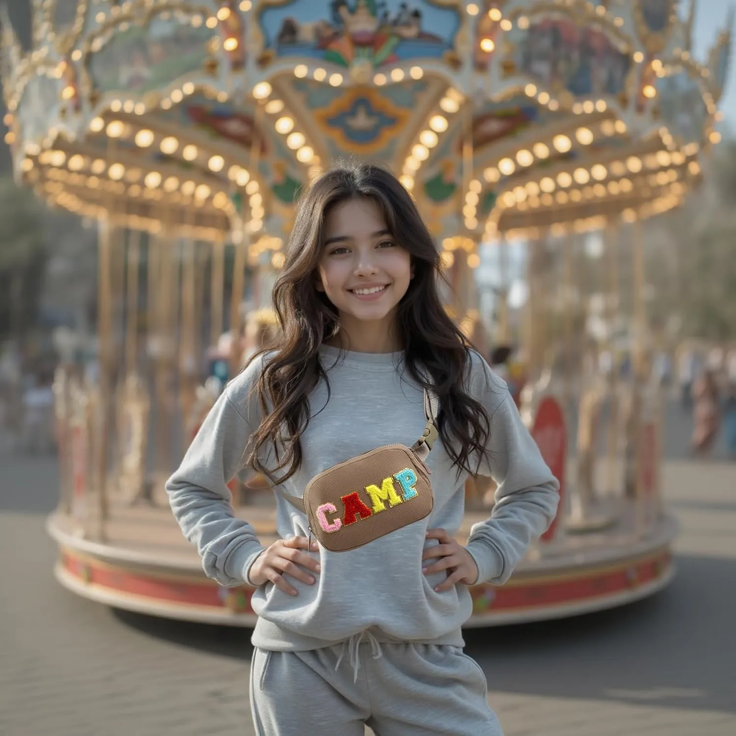 Birthday Gifts for 6 7 8 9 10 11 12 13 14 15 Year Old Girls,Belt Bag Fanny Pack Crossbody Bags Purse for Kids,Cute Teen Trendy Stuff Travel EssentialsLetter Belt Bag For Girls (Coffee)