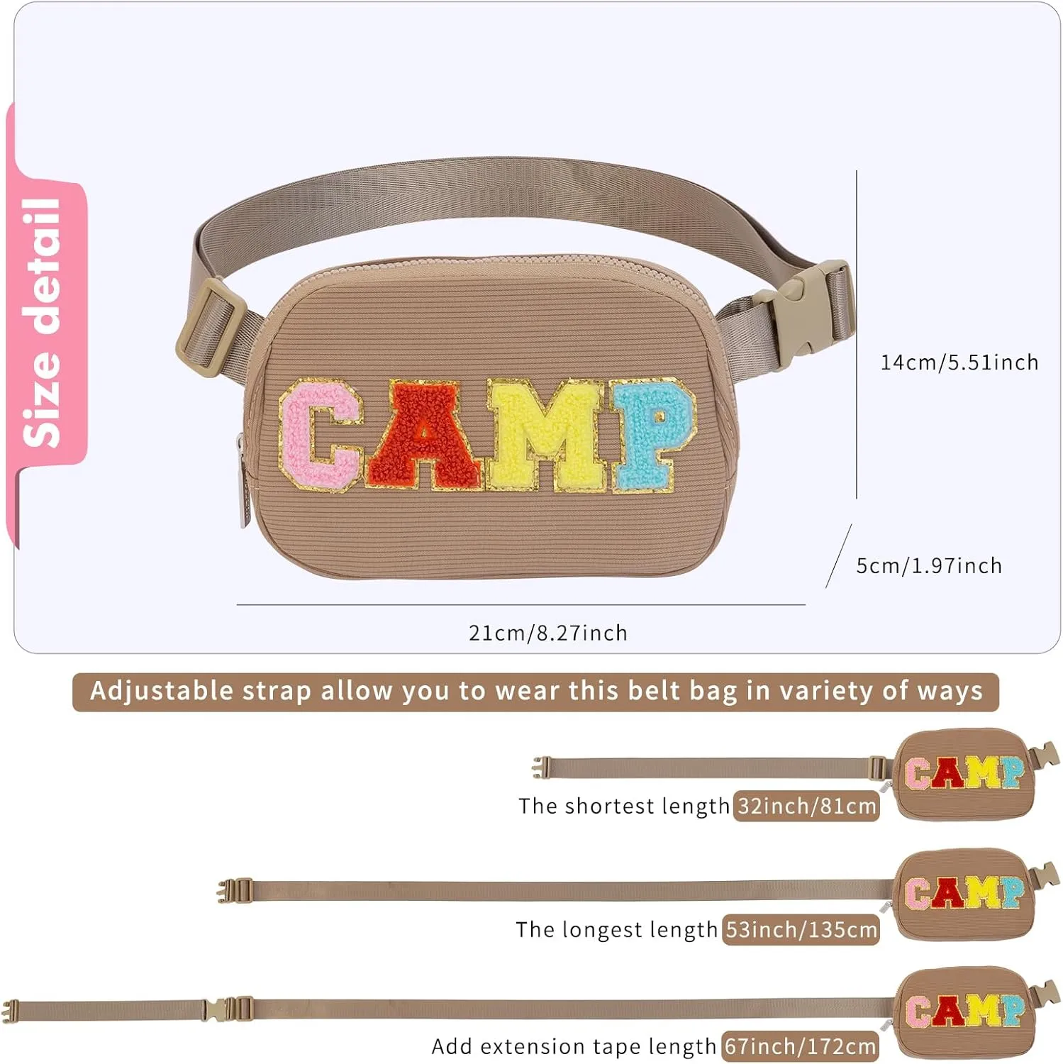 Birthday Gifts for 6 7 8 9 10 11 12 13 14 15 Year Old Girls,Belt Bag Fanny Pack Crossbody Bags Purse for Kids,Cute Teen Trendy Stuff Travel EssentialsLetter Belt Bag For Girls (Coffee)