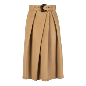 BOBO Belted Wool Skirt - Camel