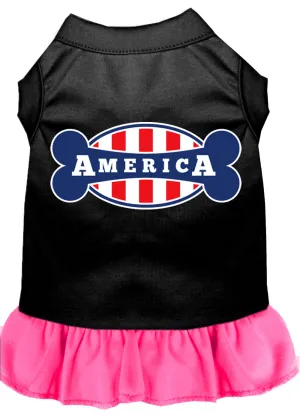 Bonely In America Screen Print Dress Black With Bright Pink Xxl