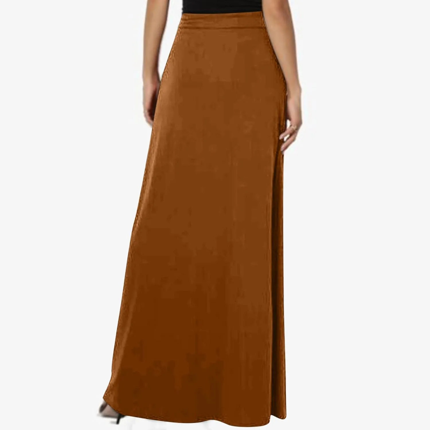 BTDECLAR Women Trendy Summer Maxi Skirt Elegant Elastic High Waisted Flowy Skirts Business Casual Long Skirts with Pockets