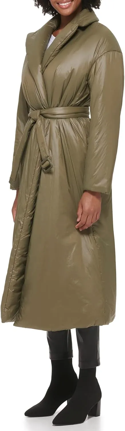Calvin Klein Women's Trench Wrap Waist Puffer Packable Acket