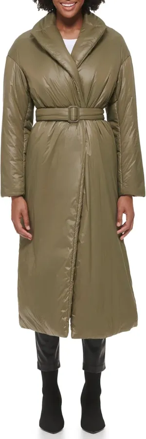 Calvin Klein Women's Trench Wrap Waist Puffer Packable Acket