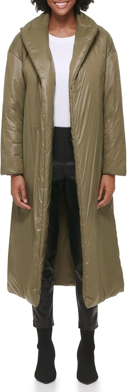 Calvin Klein Women's Trench Wrap Waist Puffer Packable Acket