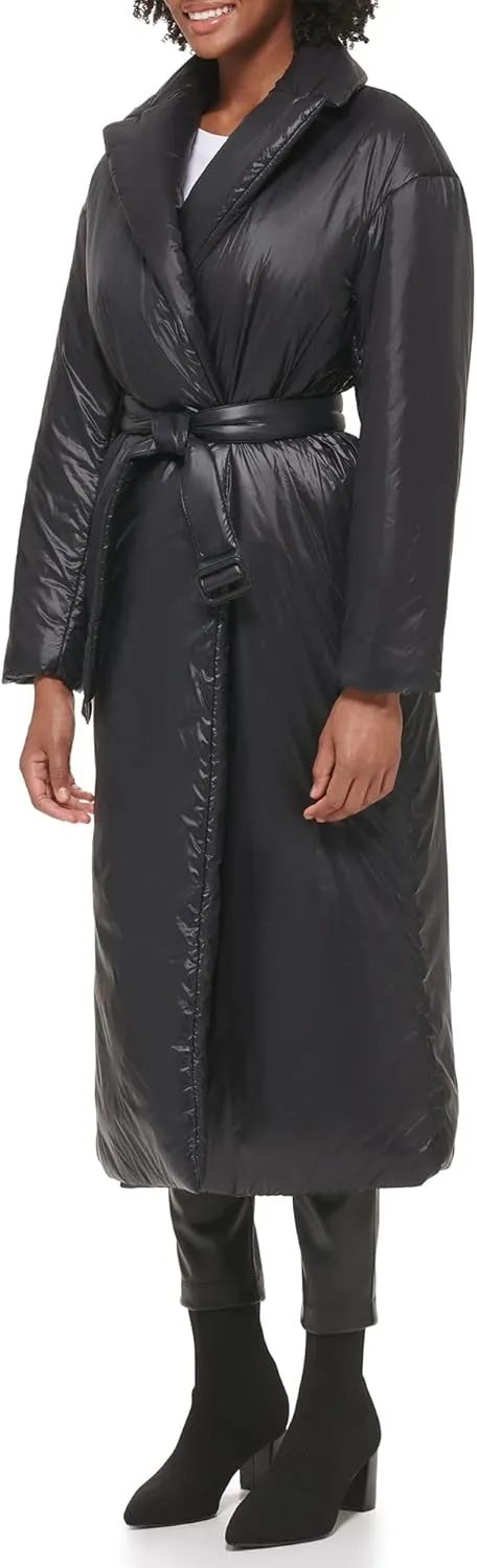 Calvin Klein Women's Trench Wrap Waist Puffer Packable Acket