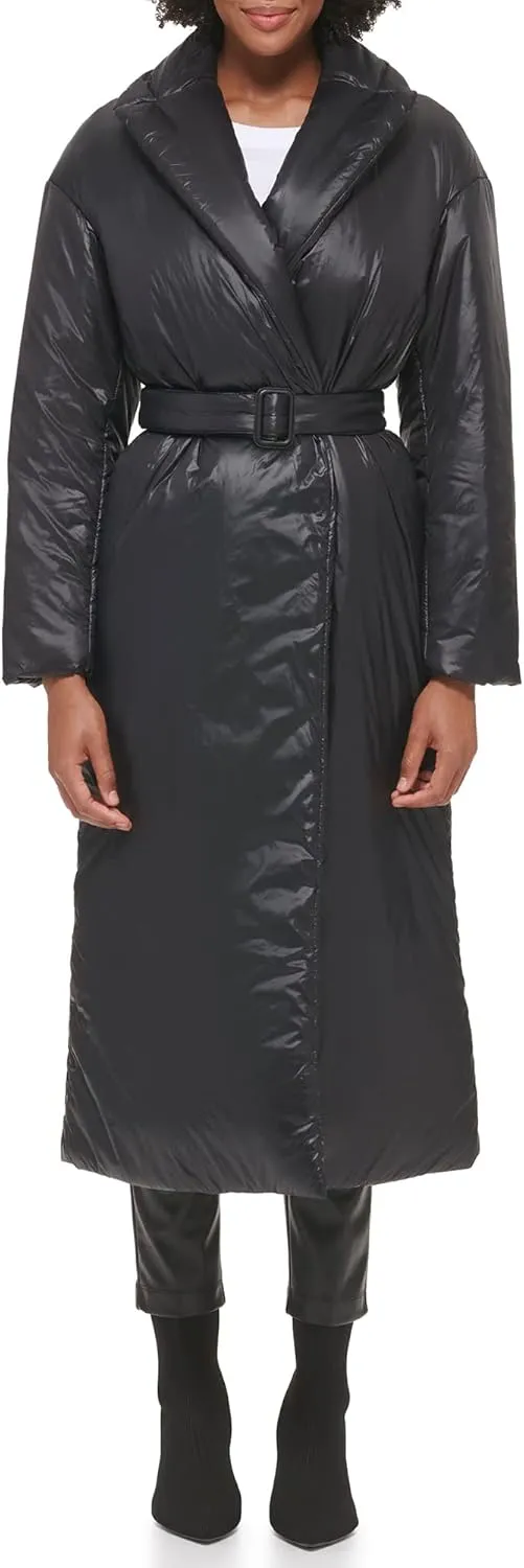 Calvin Klein Women's Trench Wrap Waist Puffer Packable Acket