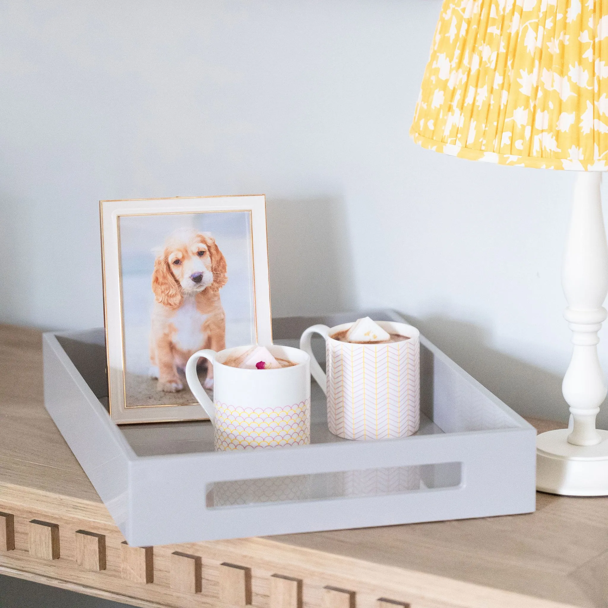 Chiffon Grey Medium Lacquered Serving Tray