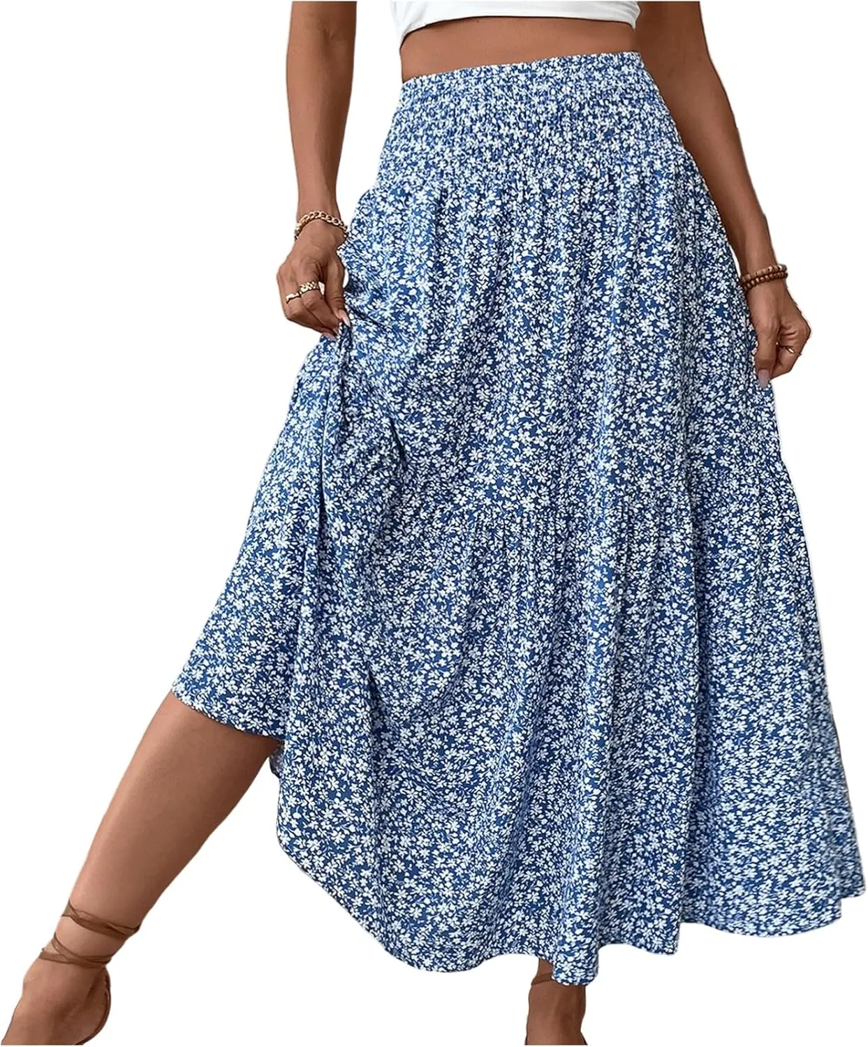 Chiffon Skirt for Women High Waist Flowy A-Line Long Maxi Skirt Elegant Summer