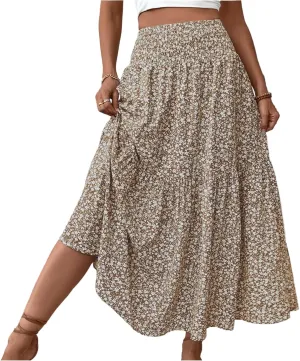 Chiffon Skirt for Women High Waist Flowy A-Line Long Maxi Skirt Elegant Summer