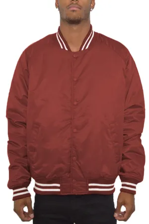 Classic Varsity Windbreaker Bomber Jacket in Burgundy