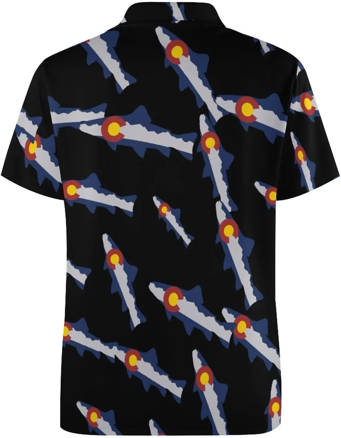 Colorado Mountain Trout Fish Mens Polo Shirts Quick Dry Short Sleeve T-shirts Slim Tennis Collared Tees Tops