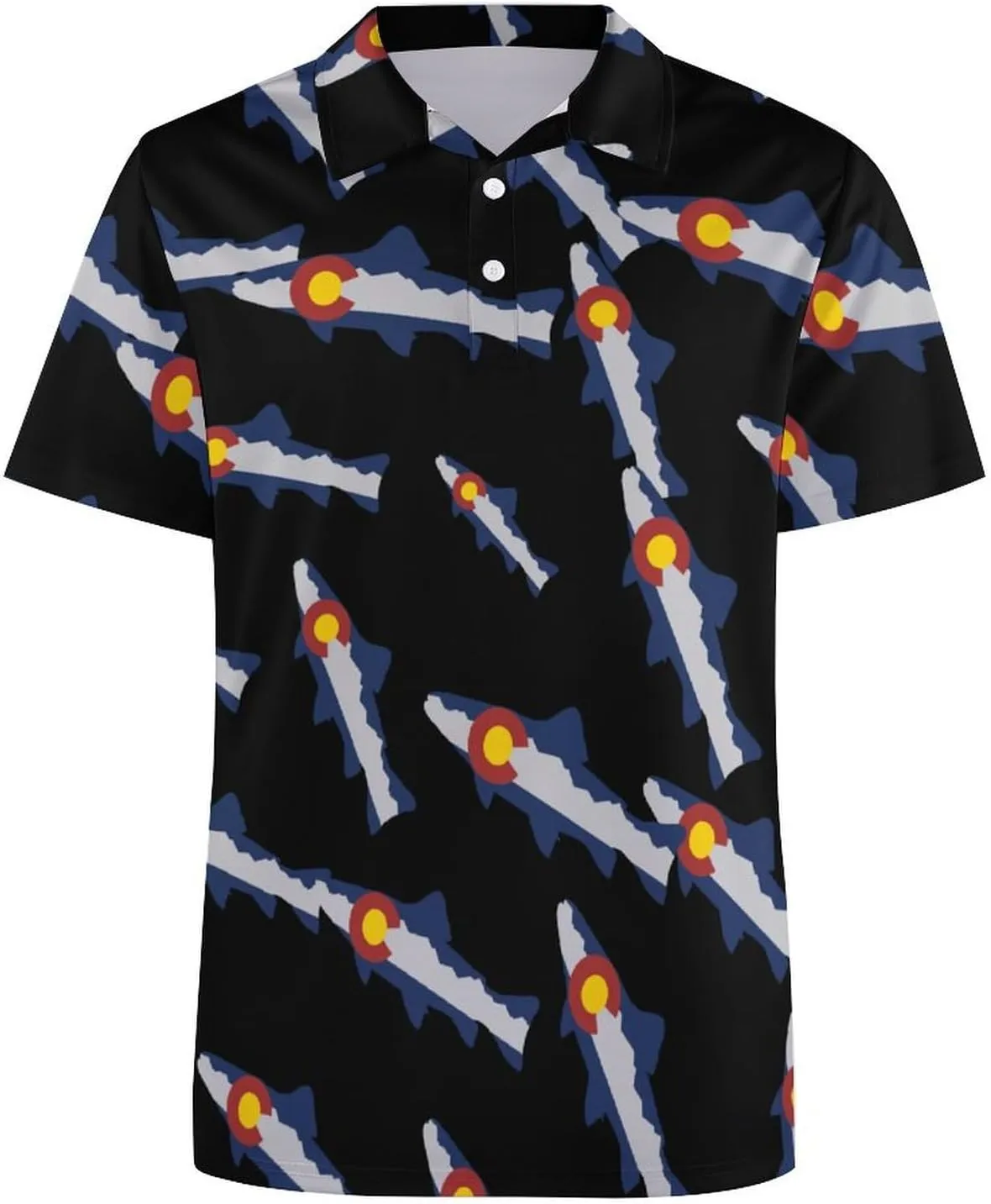 Colorado Mountain Trout Fish Mens Polo Shirts Quick Dry Short Sleeve T-shirts Slim Tennis Collared Tees Tops