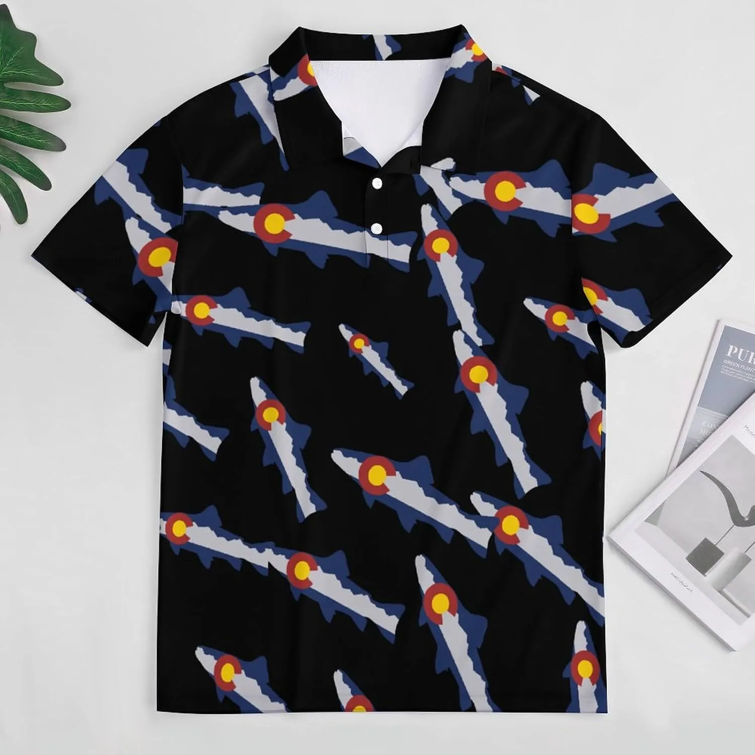 Colorado Mountain Trout Fish Mens Polo Shirts Quick Dry Short Sleeve T-shirts Slim Tennis Collared Tees Tops