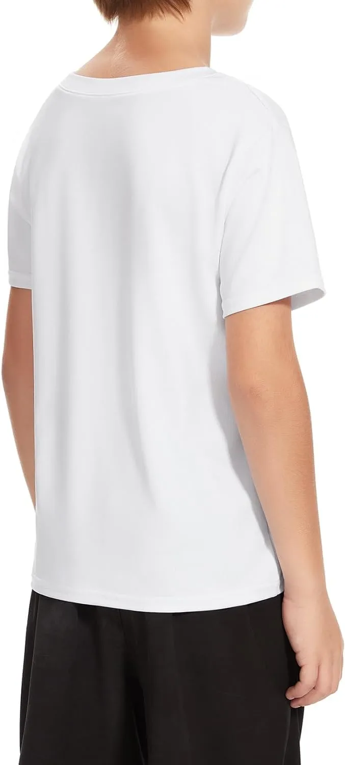 Cosy Pyro 5 Pack Boys Athletic Shirts Short Sleeve Tees Youth Dry-Fit Wicking Active Performance Tshirts for Kids